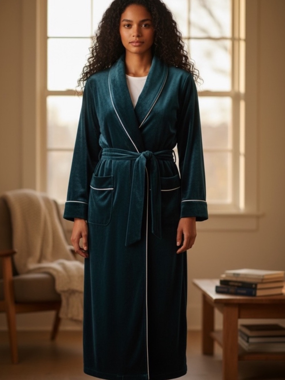 Teal Velour Robe – Soft Spa-Style Lounge Robe